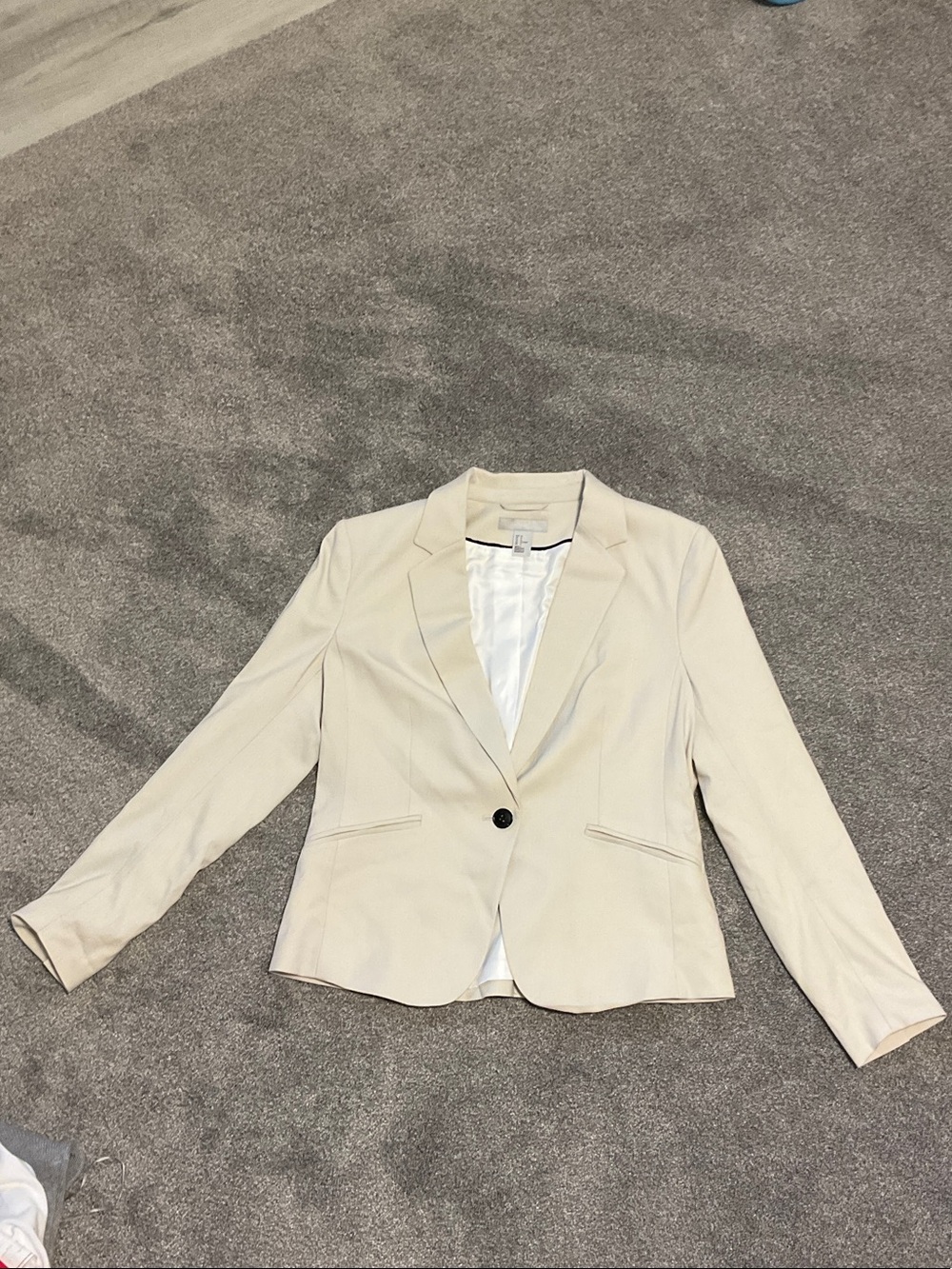 H&M Cream Single-Button Tailored Blazer
